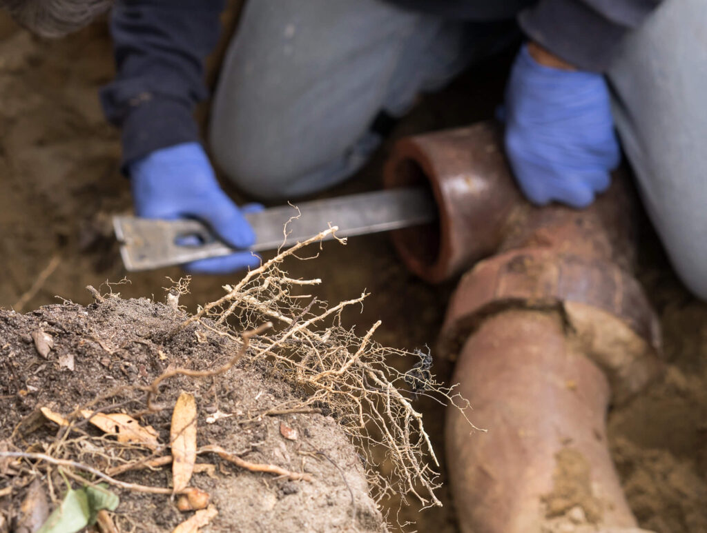 Cleaning a drain in a drain repair job